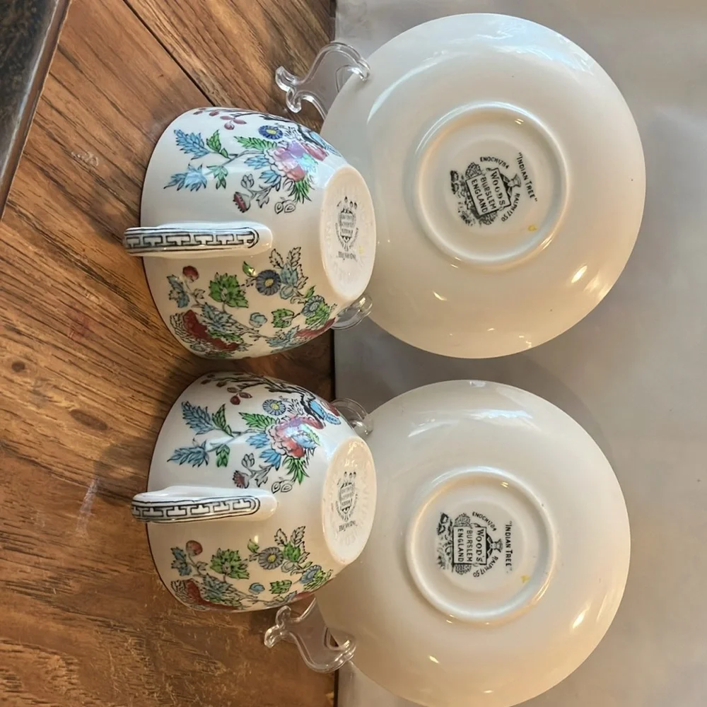 Vintage “Indian tree Woods of Burslem , England  set of 2 lovely cup n saucers - Picture 6 of 9